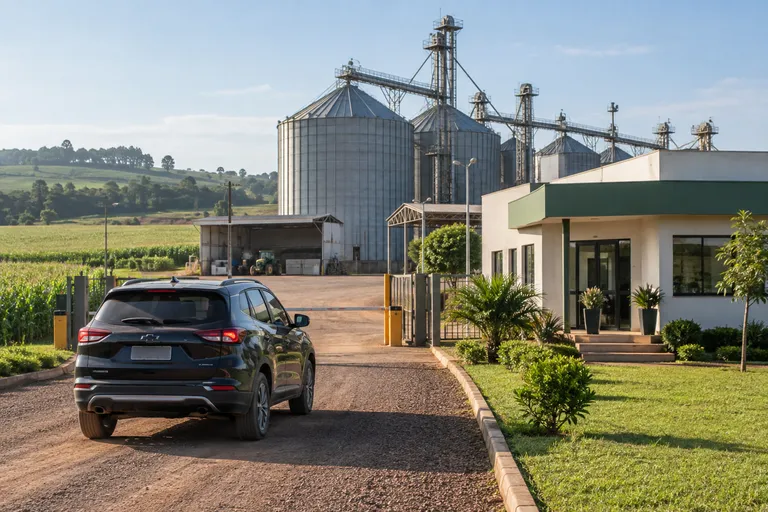 Cena ilustrativa de acesso a uma unidade agrícola por transporte terrestre
